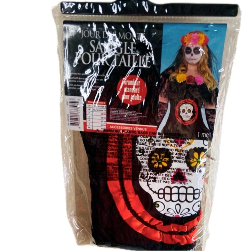 AMSCAN Day of the Dead Waist Cincher Corset Halloween Sz Adult Standard - Picture 7 of 8